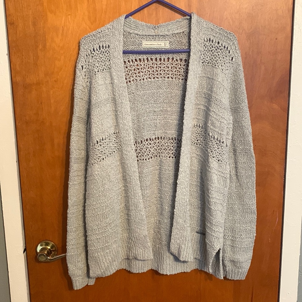 Abercrombie & Fitch Gray Open-Knit Cardigan
